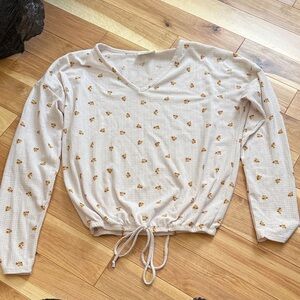 Free Kisses Cream Floral Long Sleeve Top
